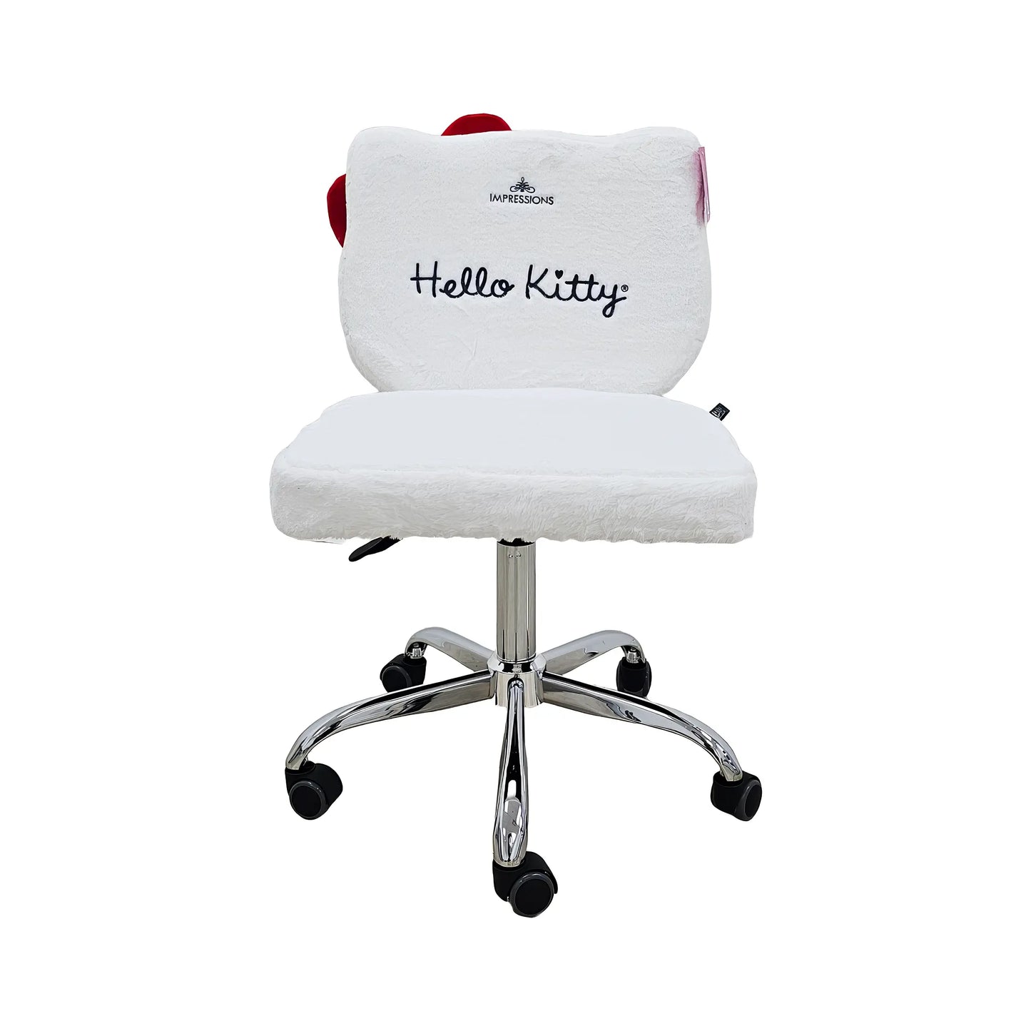 Hello Kitty® Teddy Fur Swivel Vanity Chair - Pink Crown Vanity