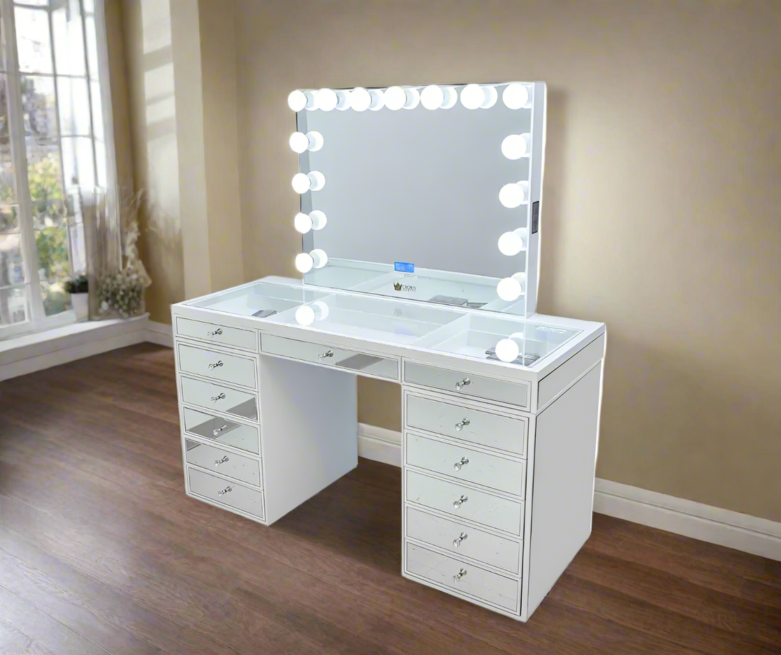 Natalia Mirrored Hollywood Makeup Vanity Station