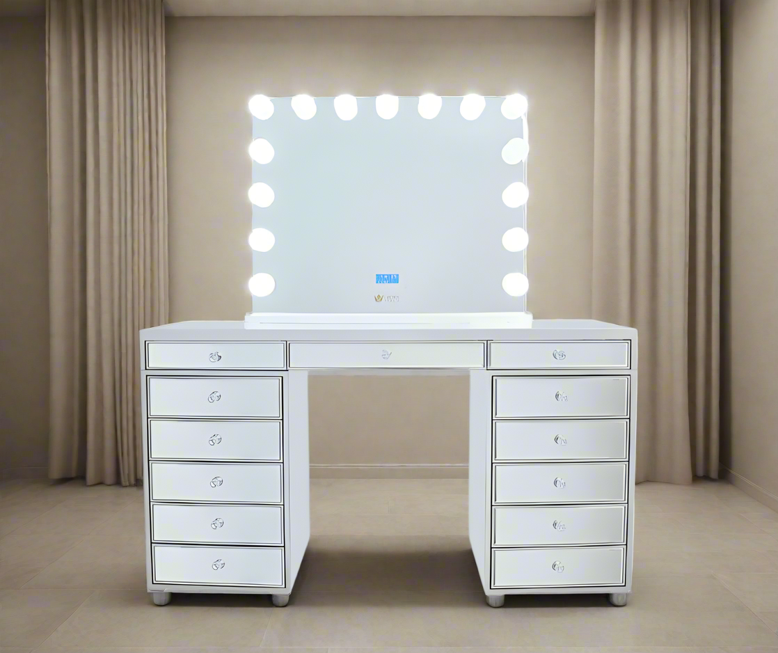 Natalia Mirrored Hollywood Makeup Vanity Station