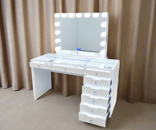Jessica Hollywood Makeup Vanity Station - White - Crown Vanity