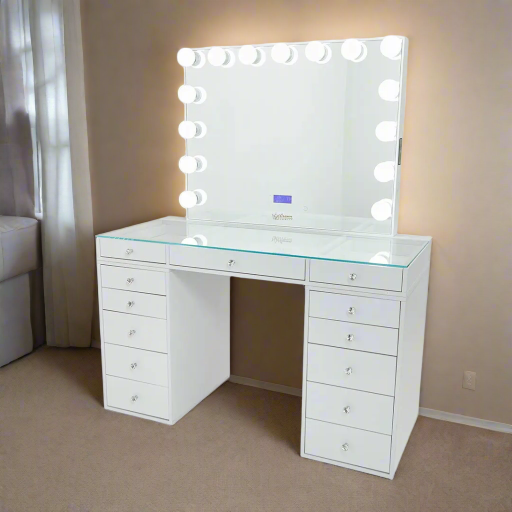 Slaystation 2.0 Hollywood Makeup Vanity - White - Crown Vanity