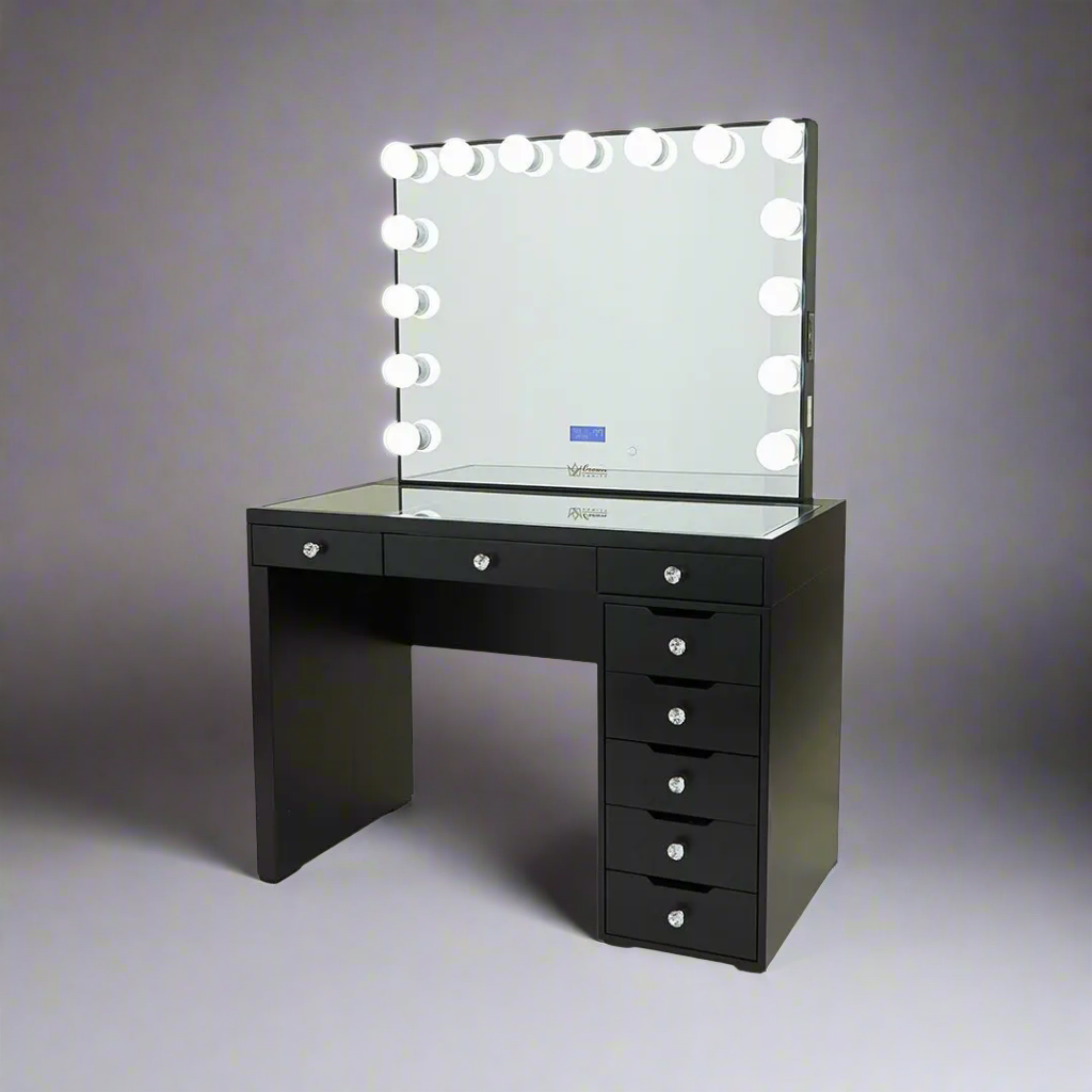 Vera Hollywood Makeup Vanity Station - Black - Crown Vanity