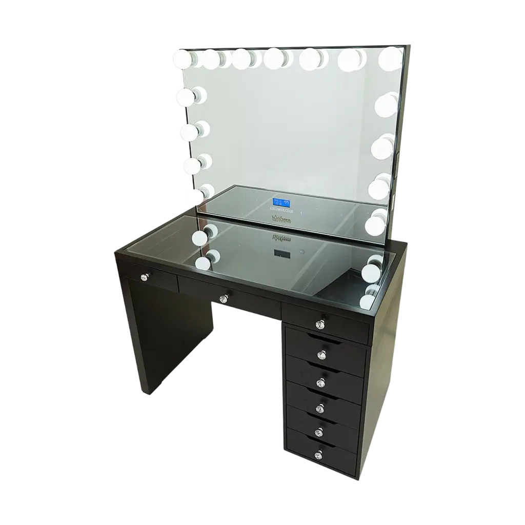 Vera Hollywood Makeup Vanity Station - Black - Crown Vanity