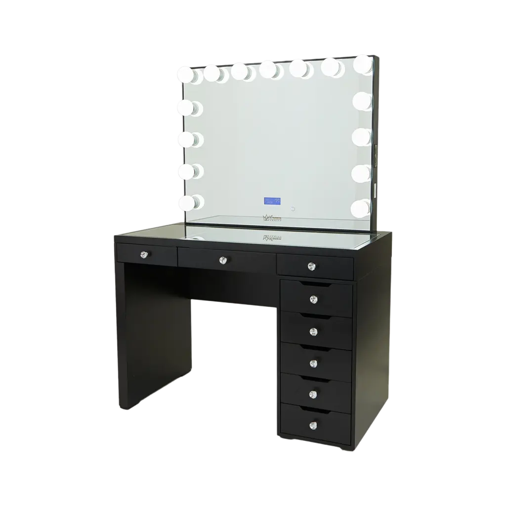 Vera Hollywood Makeup Vanity Station - Black - Crown Vanity