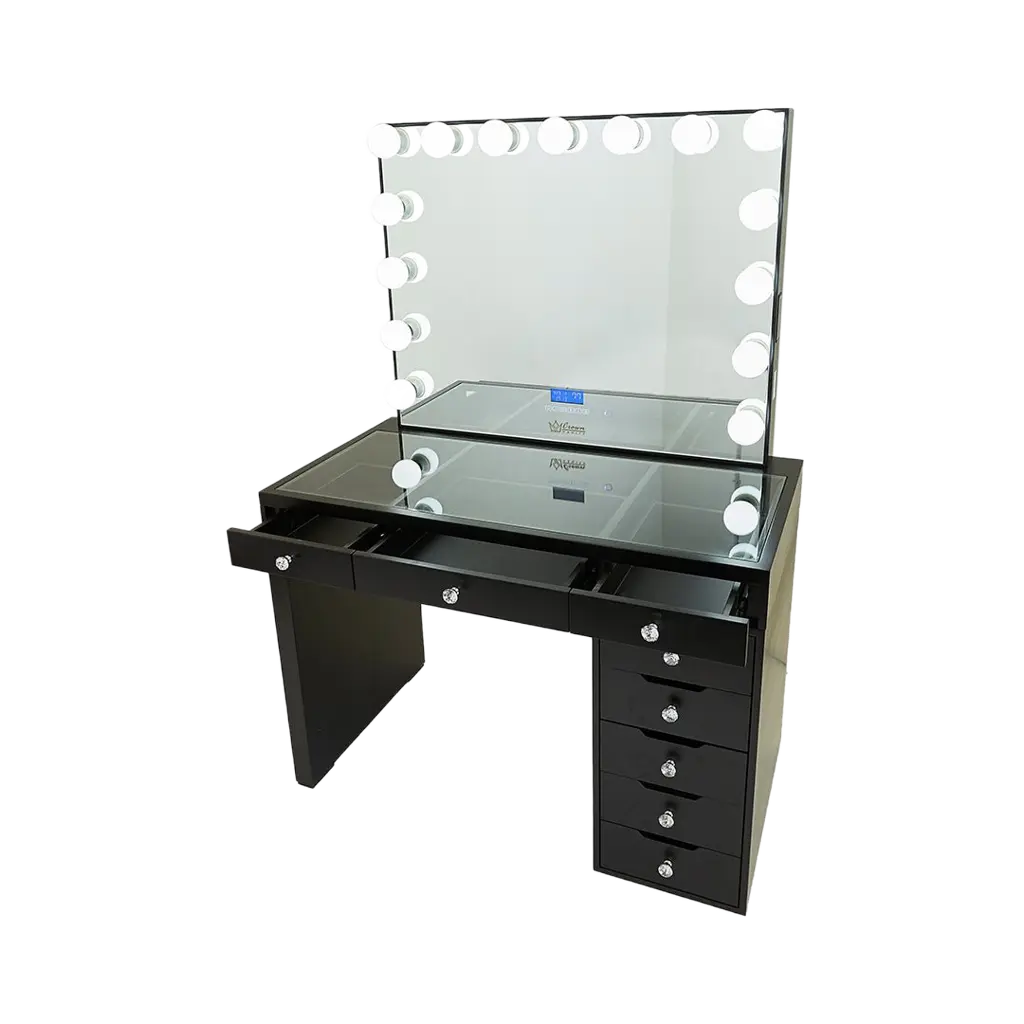 Vera Hollywood Makeup Vanity Station - Black - Crown Vanity