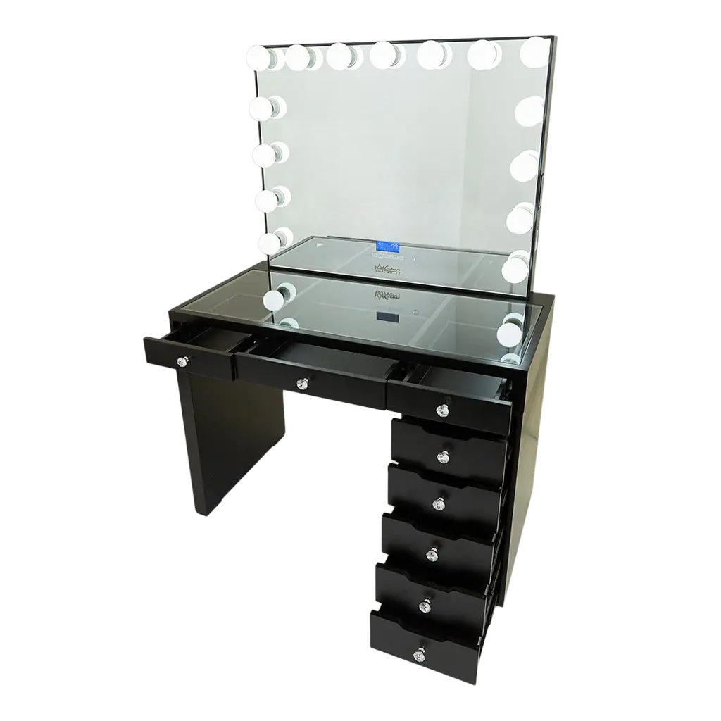 Vera Hollywood Makeup Vanity Station - Black - Crown Vanity