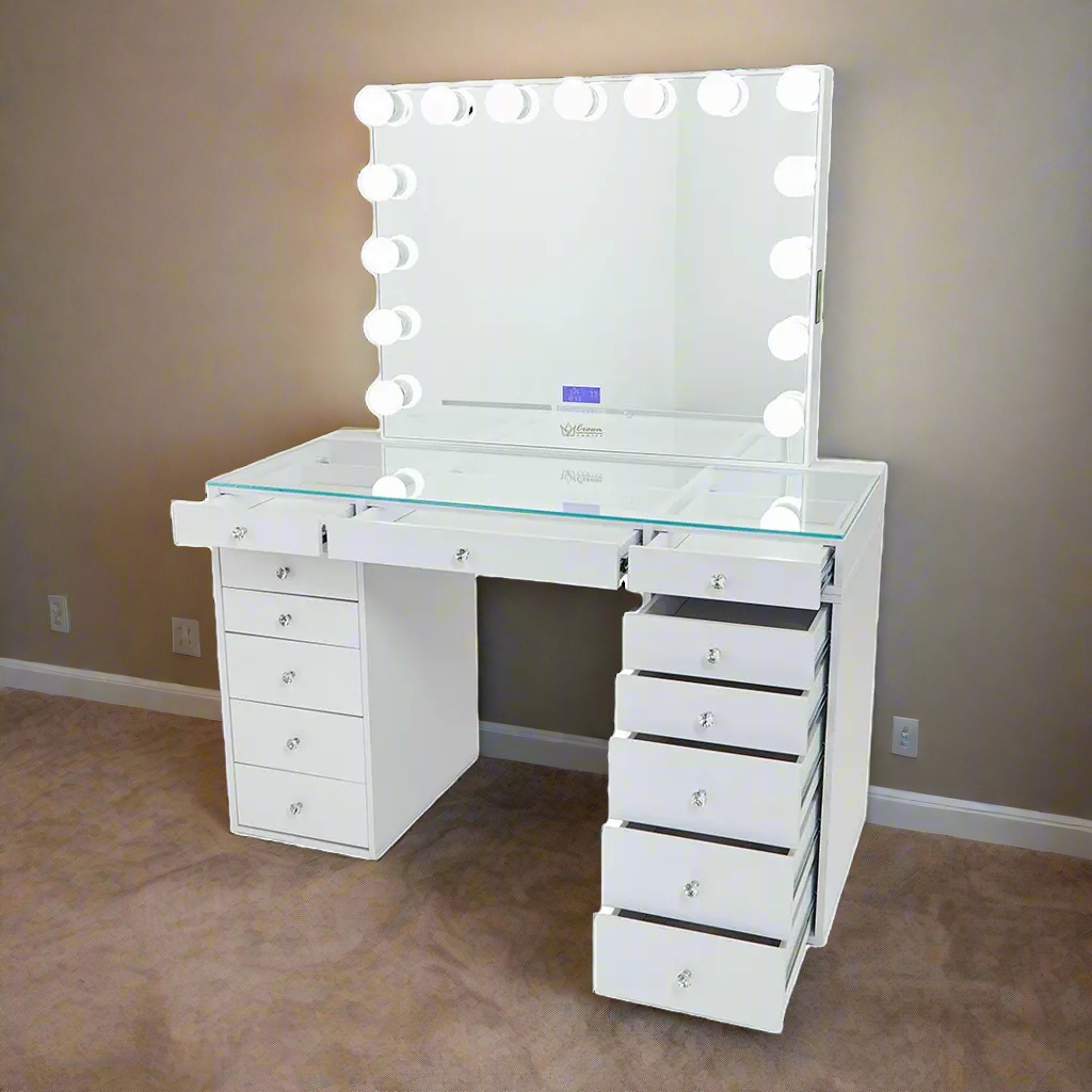 Slaystation 2.0 Hollywood Makeup Vanity - White - Crown Vanity