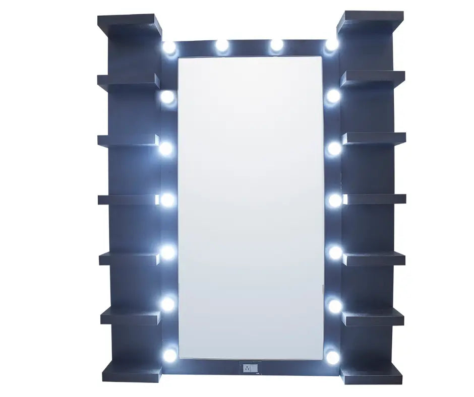 Alyssa Full Length Hollywood Mirror & Shelf Bundle Black CrownVanity