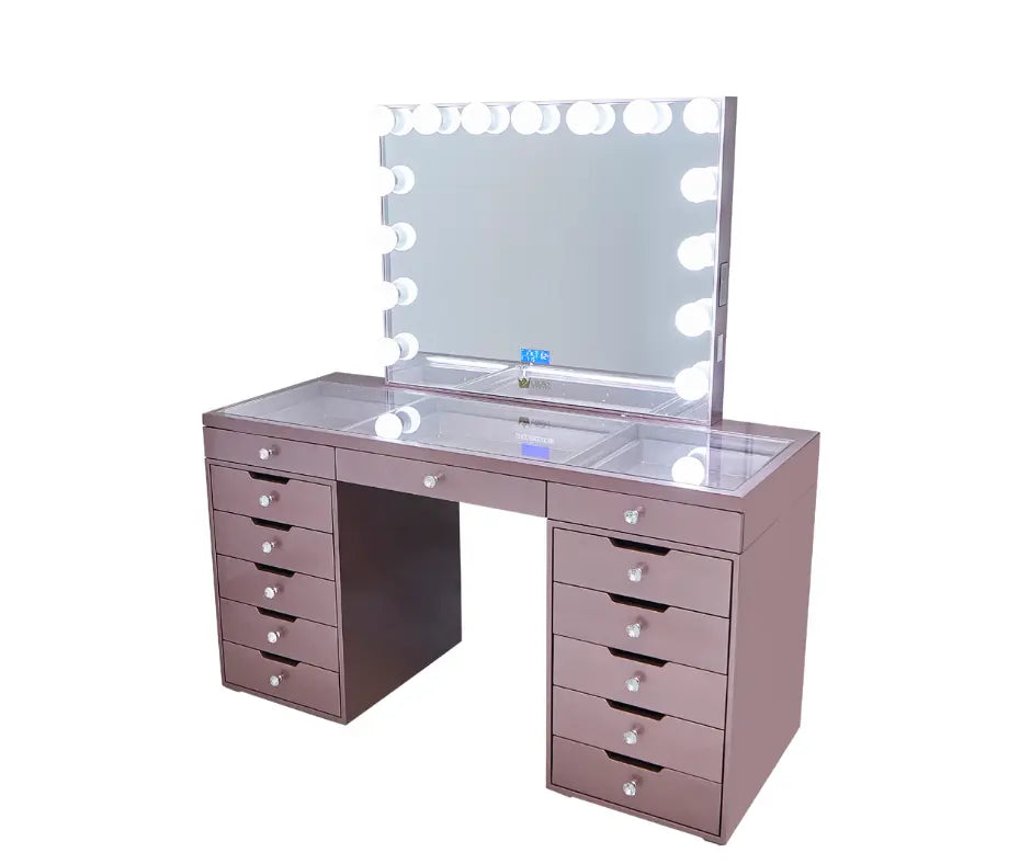 Beyonce “Pink Panther” Hollywood Makeup Vanity Station - Rose Gold finsh - Crown Vanity
