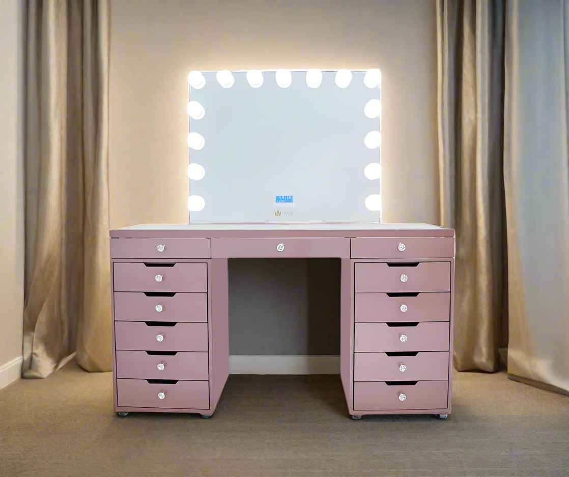 Beyonce “Pink Panther” Hollywood Makeup Vanity Station - Rose Gold finsh - Crown Vanity