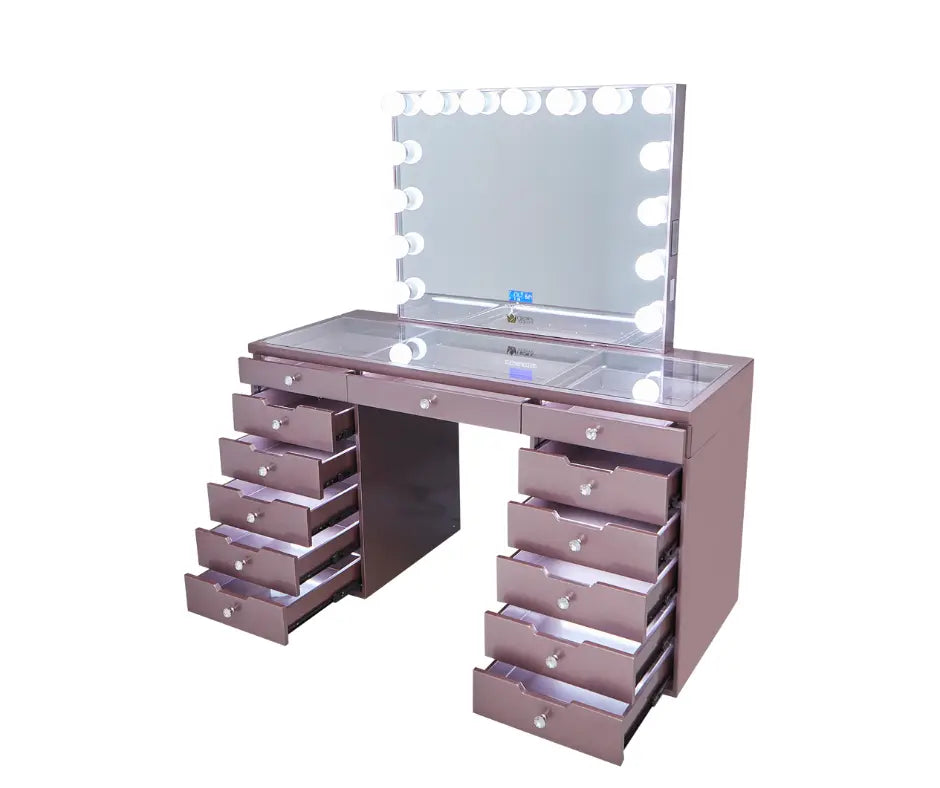 Beyonce “Pink Panther” Hollywood Makeup Vanity Station - Rose Gold finsh - Crown Vanity