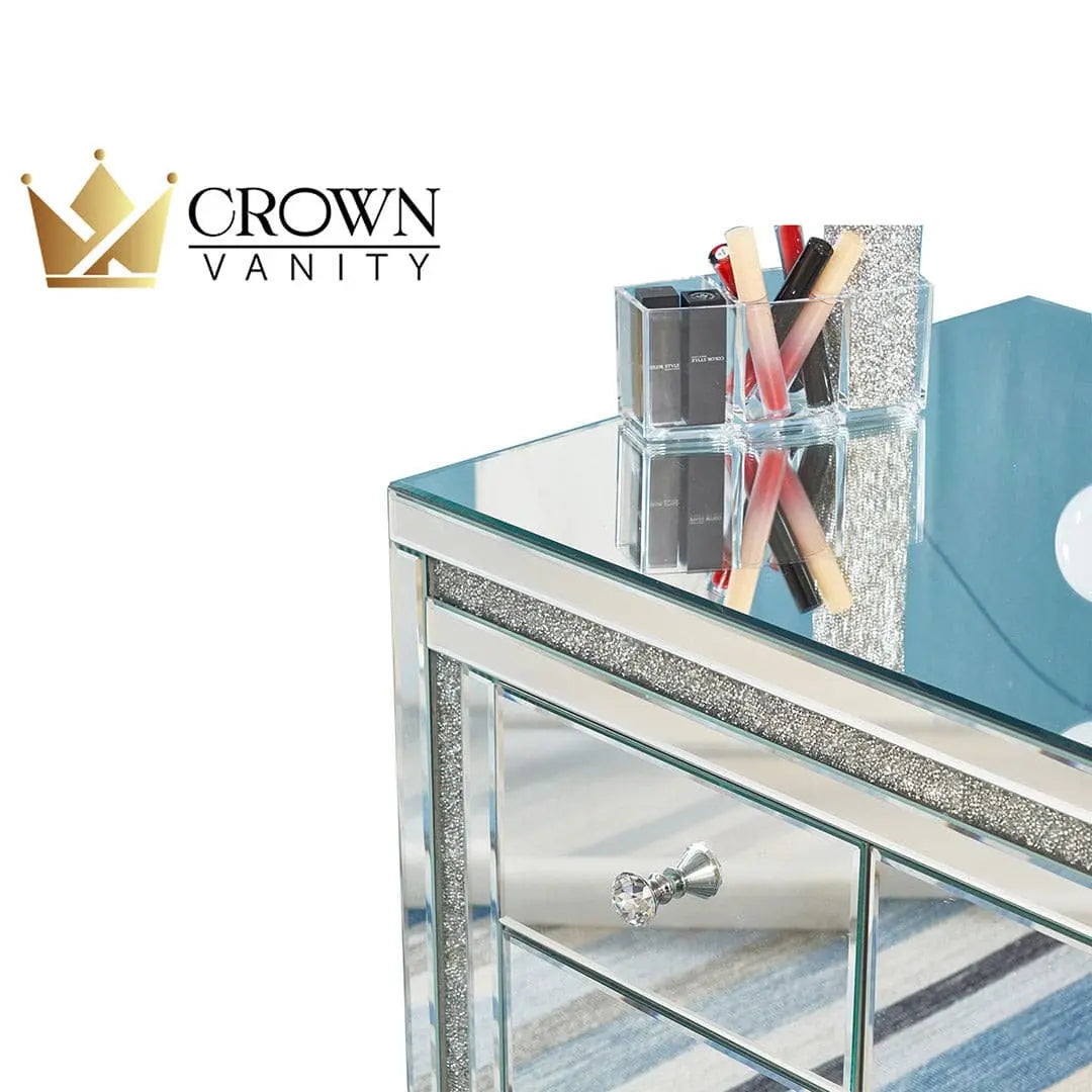 Camila Hollywood Makeup Vanity Station - Silver - Crown Vanity