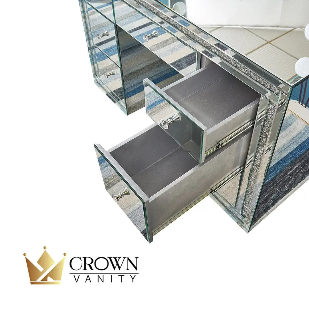 Camila Hollywood Makeup Vanity Station - Silver - Crown Vanity