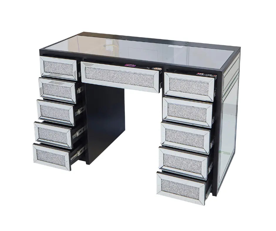 Jennifer Hollywood Makeup Vanity Table - Black - Crown Vanity