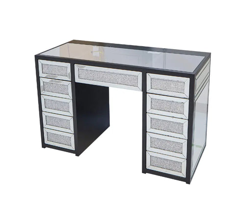 Jennifer Hollywood Makeup Vanity Table - Black - Crown Vanity
