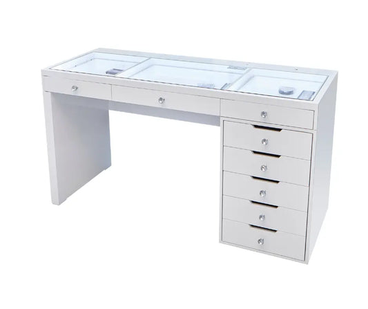 Jessica Hollywood Makeup Vanity Table - White - Crown Vanity