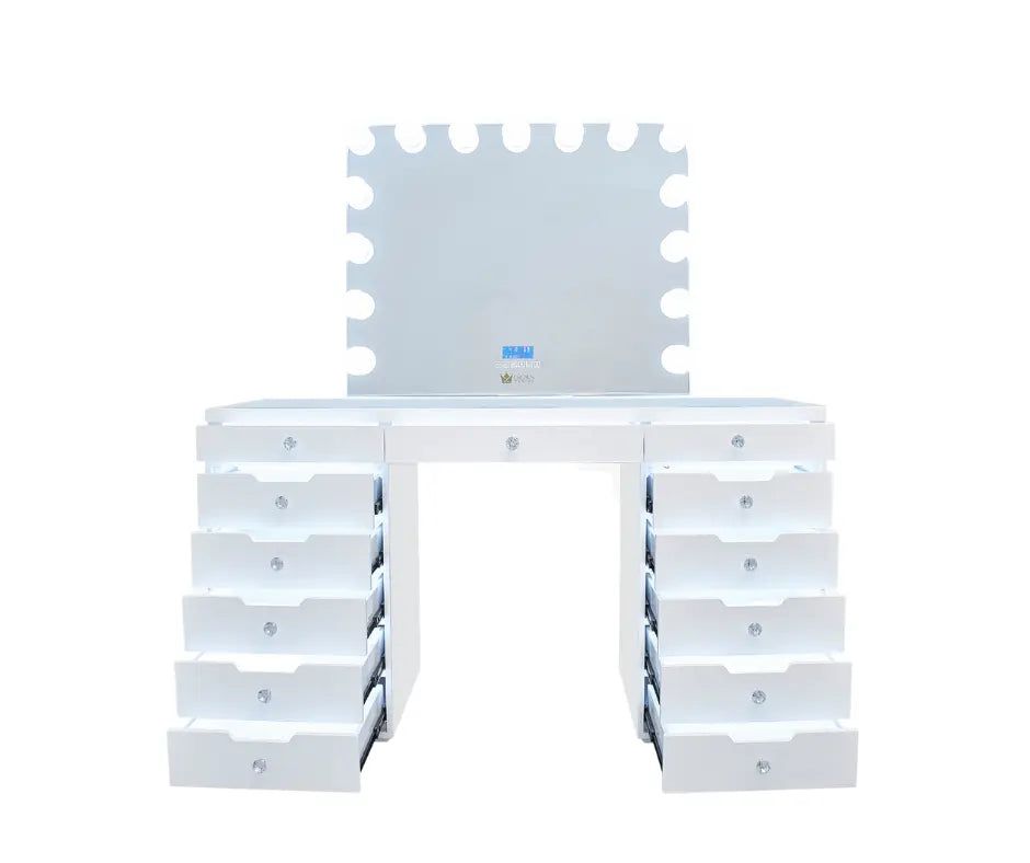 Juliette Hollywood Makeup Vanity Station - White - Crown Vanity