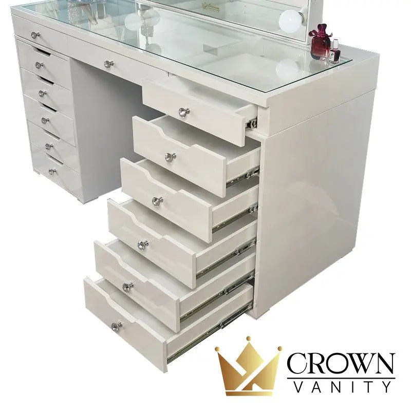 Juliette Hollywood Makeup Vanity Station - White - Crown Vanity