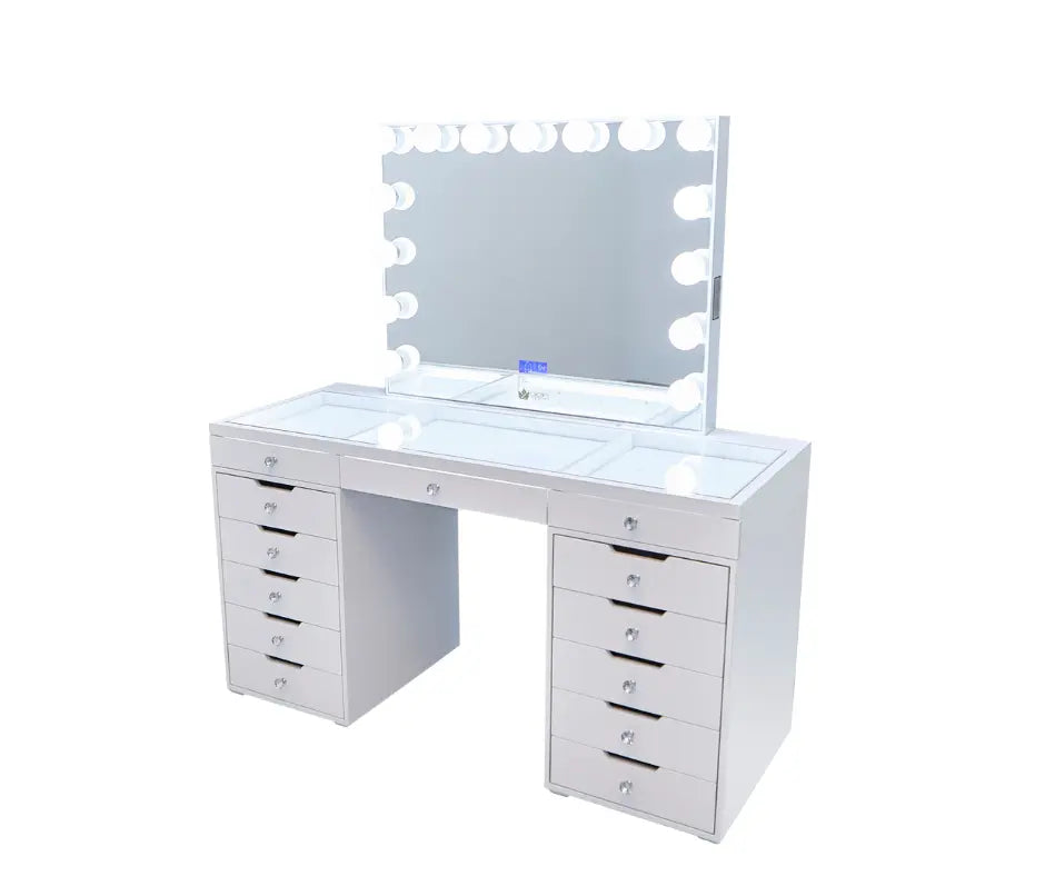 Juliette Hollywood Makeup Vanity Station - White - Crown Vanity