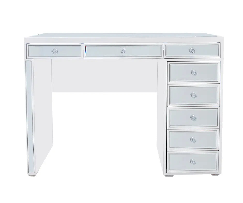 elegant white dressing table Famapy Elegant White Vanity: Large Mirror, Glass Top & Abundant Storage Vanity Table Makeup Vanity Desk Dressing Table Dresser