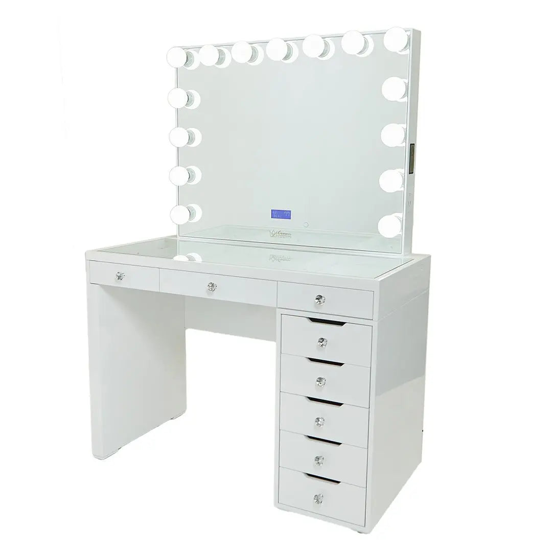 Lily Hollywood Makeup Vanity Station - White - Crown Vanity