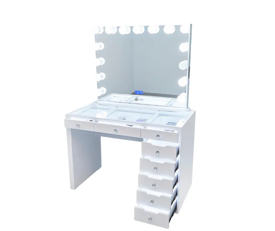 Lily Hollywood Makeup Vanity Station - White - Crown Vanity