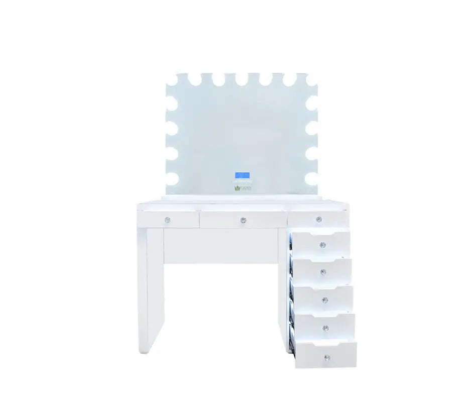 Lily Hollywood Makeup Vanity Station - White - Crown Vanity