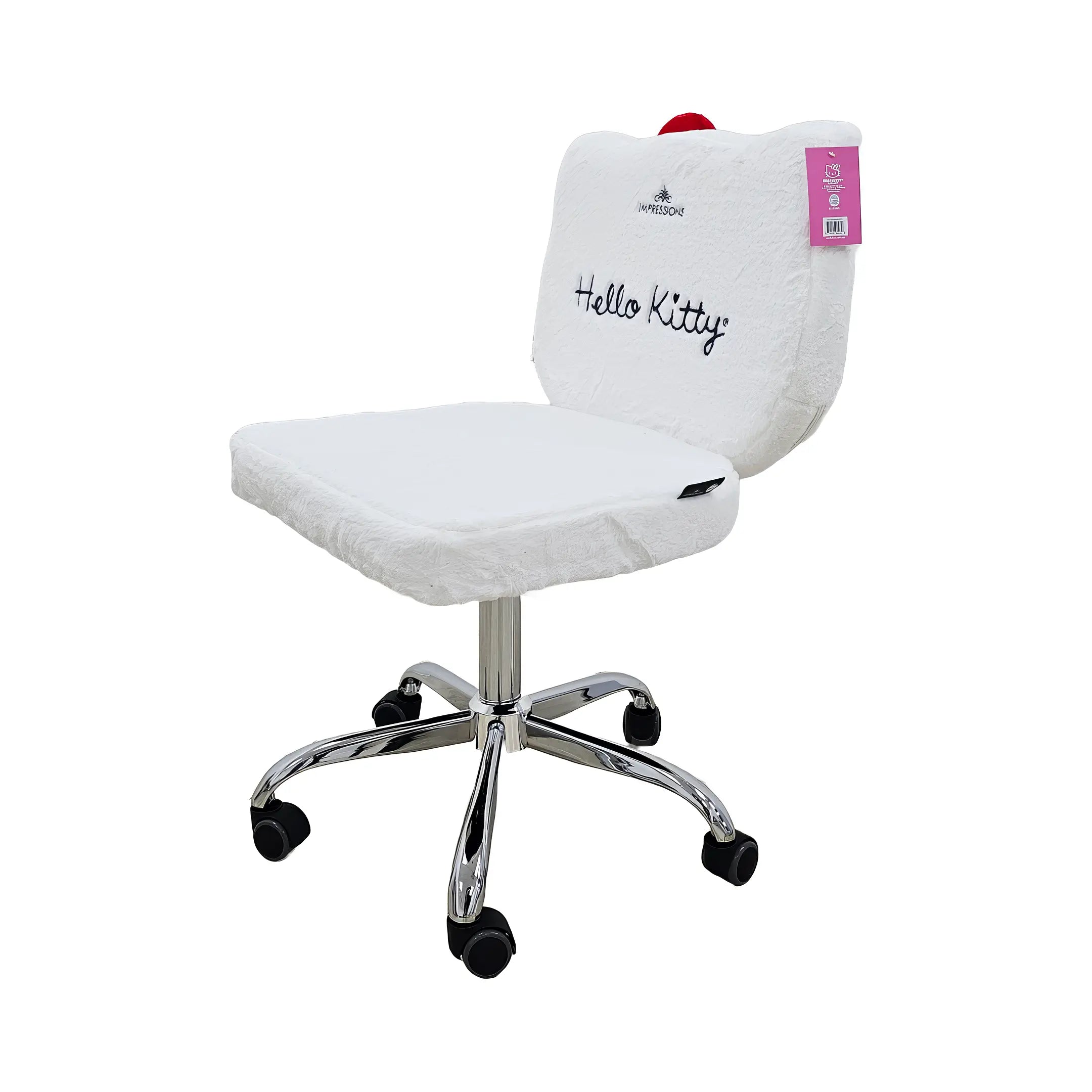 Hello Kitty® Teddy Fur Swivel Vanity Chair - Pink Crown Vanity