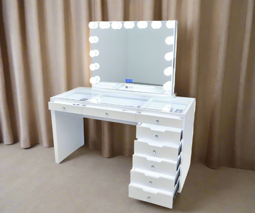 Jessica Hollywood Makeup Vanity Station - White - Crown Vanity 