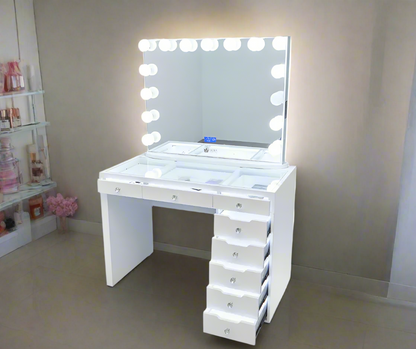 Lily Hollywood Makeup Vanity Station - White - Crown Vanity 