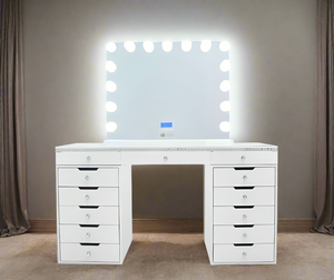 Marilyn Hollywood Makeup Vanity Station - White Crystal - Crown Vanity 