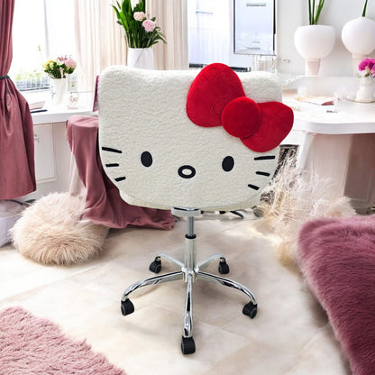 Hello Kitty® Kawaii Adjustable Swivel Vanity Chair - White Sherpa