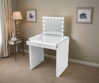 Selma Hollywood Makeup Vanity Station Mini - White - Crown Vanity 