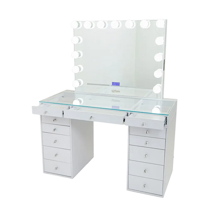 Slaystation 2.0 Hollywood Makeup Vanity - White - Crown Vanity 