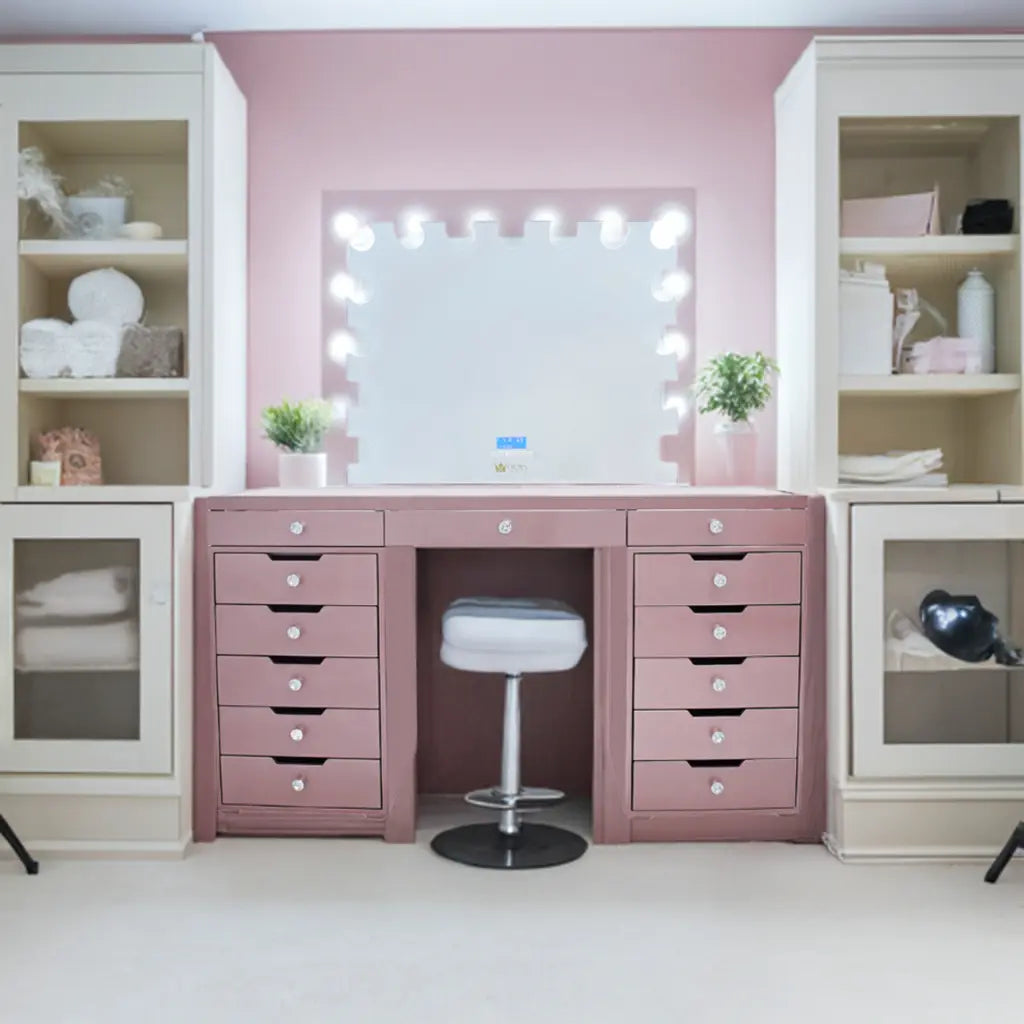 Beyonce “Pink Panther” Hollywood Makeup Vanity Station - Rose Gold finsh - Crown Vanity 