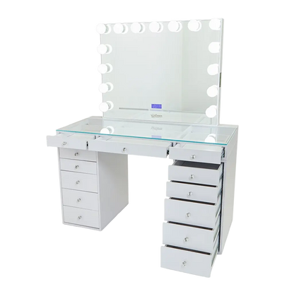 Slaystation 2.0 Hollywood Makeup Vanity - White - Crown Vanity 