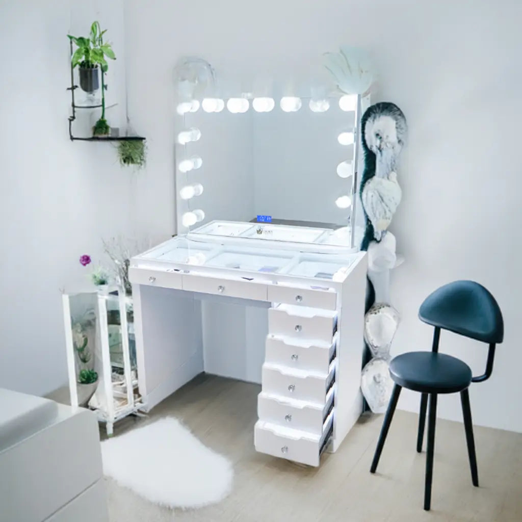 Lily Hollywood Makeup Vanity Station - White - Crown Vanity 