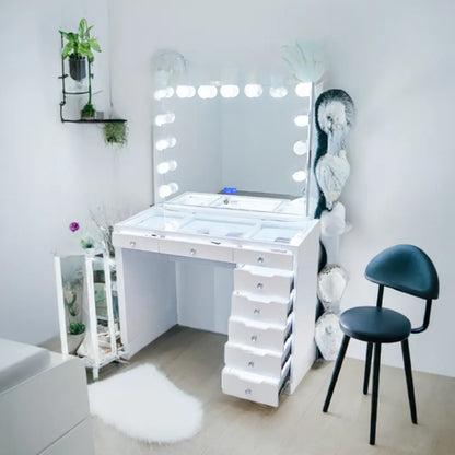 Lily Hollywood Makeup Vanity Station - White - Crown Vanity 