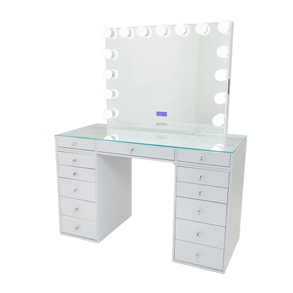 Slaystation 2.0 Hollywood Makeup Vanity - White - Crown Vanity 