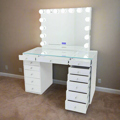 Slaystation 2.0 Hollywood Makeup Vanity - White - Crown Vanity 