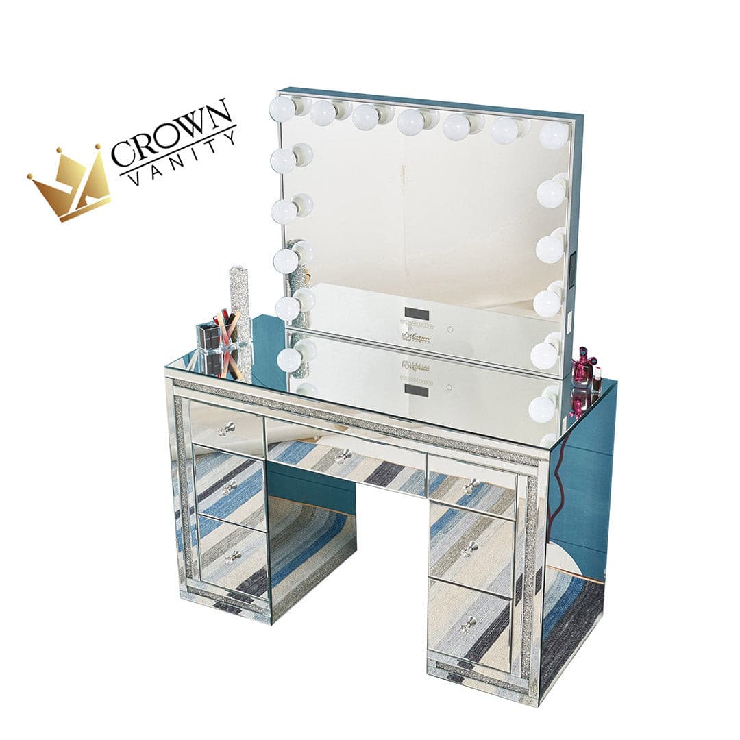 Camila Hollywood Makeup Vanity Station Silver CrownVanity