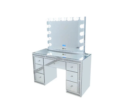 Camila Hollywood Makeup Vanity Station - Silver - Crown Vanity 