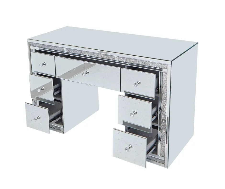 Camila Hollywood Makeup Vanity Table - Silver - Crown Vanity 