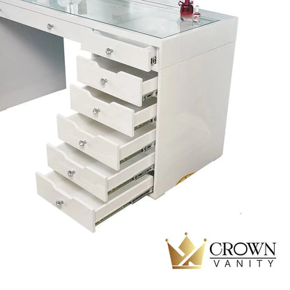 Jessica Hollywood Makeup Vanity Station - White - Crown Vanity 