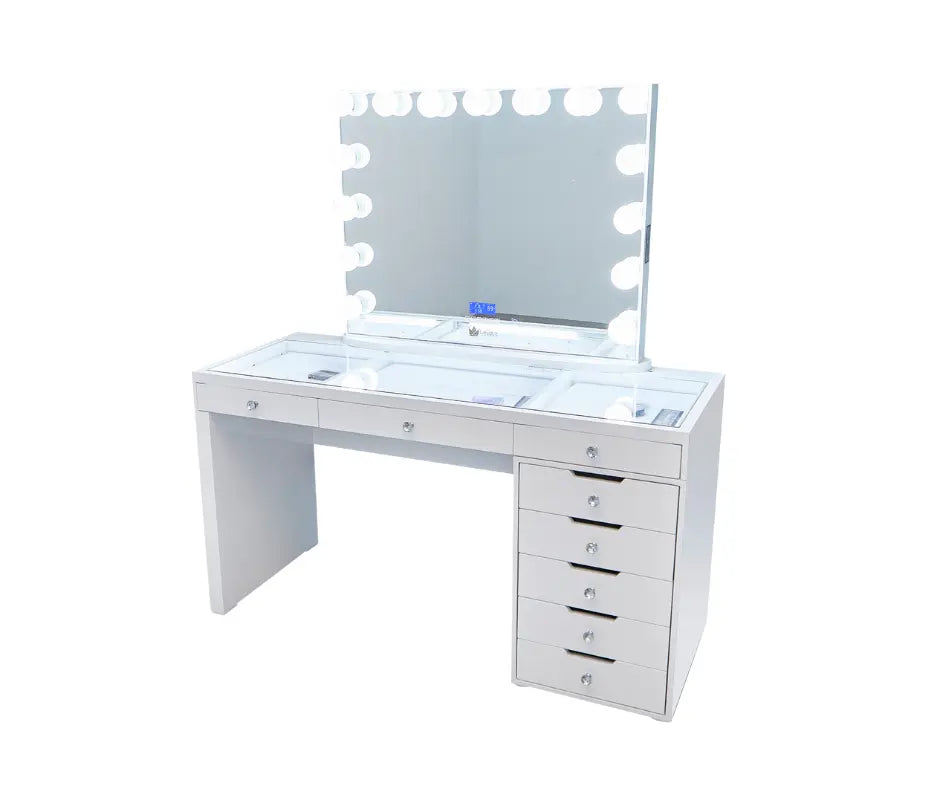 Jessica Hollywood Makeup Vanity Station - White - Crown Vanity 