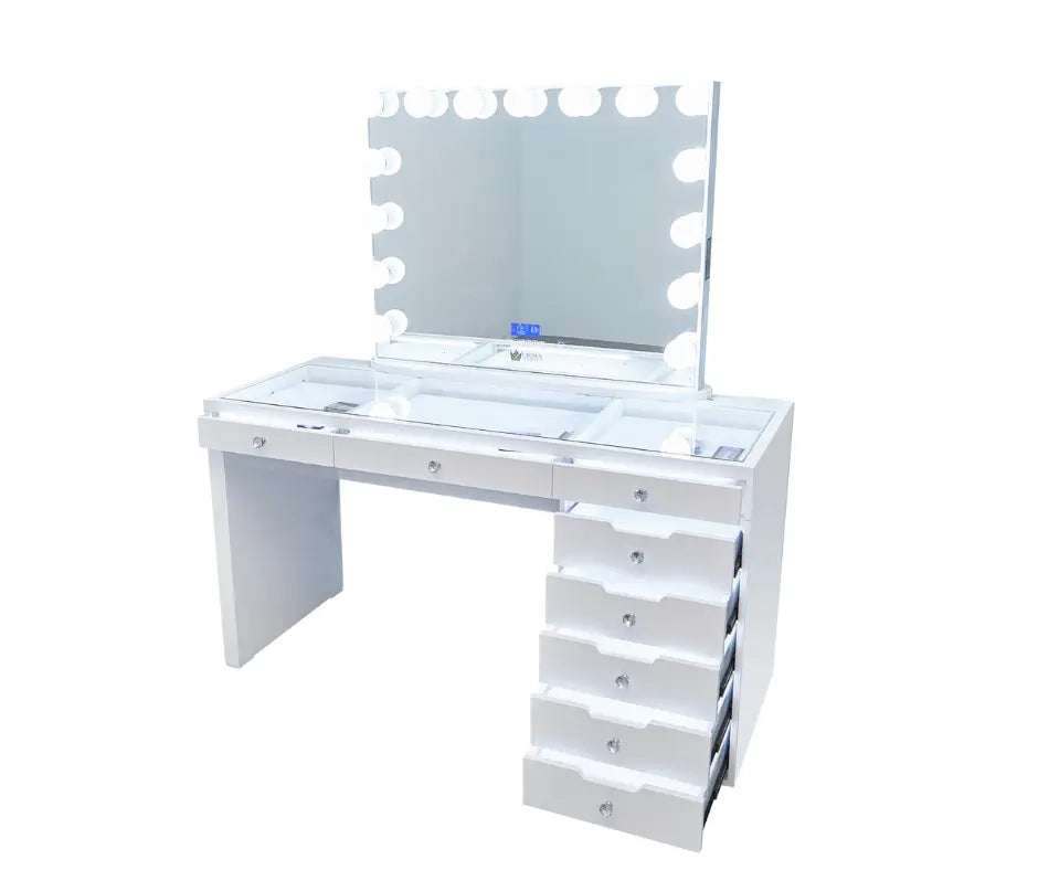 Jessica Hollywood Makeup Vanity Station - White - Crown Vanity 