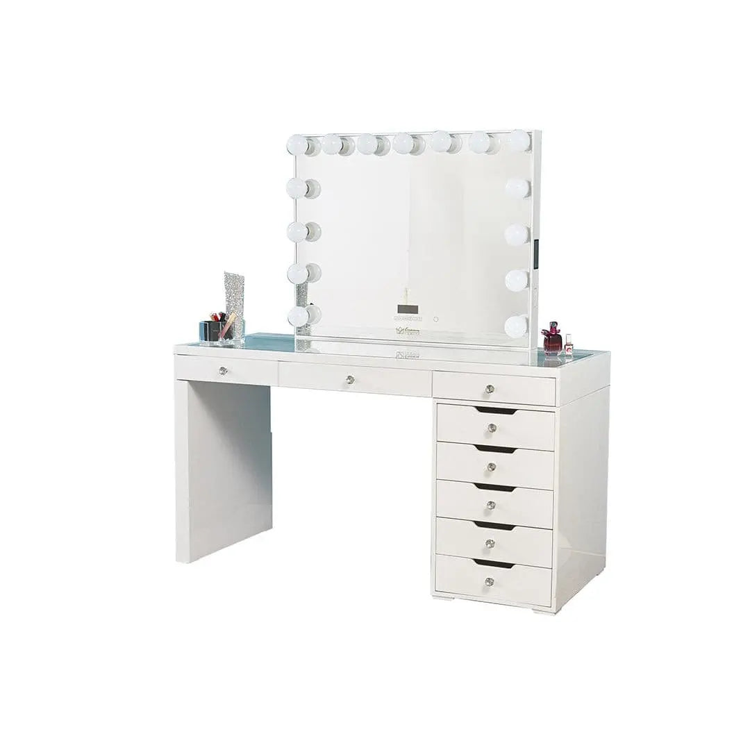 Jessica Hollywood Makeup Vanity Station - White - Crown Vanity 