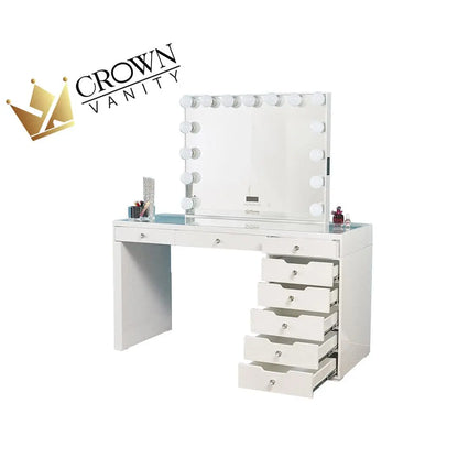 Jessica Hollywood Makeup Vanity Station - White - Crown Vanity 