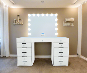 Juliette Hollywood Makeup Vanity Station - White - Crown Vanity 