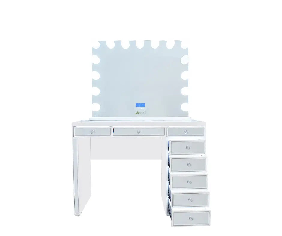 Kelly Hollywood Makeup Vanity Station - White - Crown Vanity 